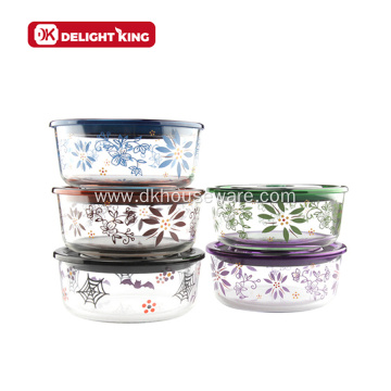 Vacuum Glass Food Container with Customized Decal Pattern